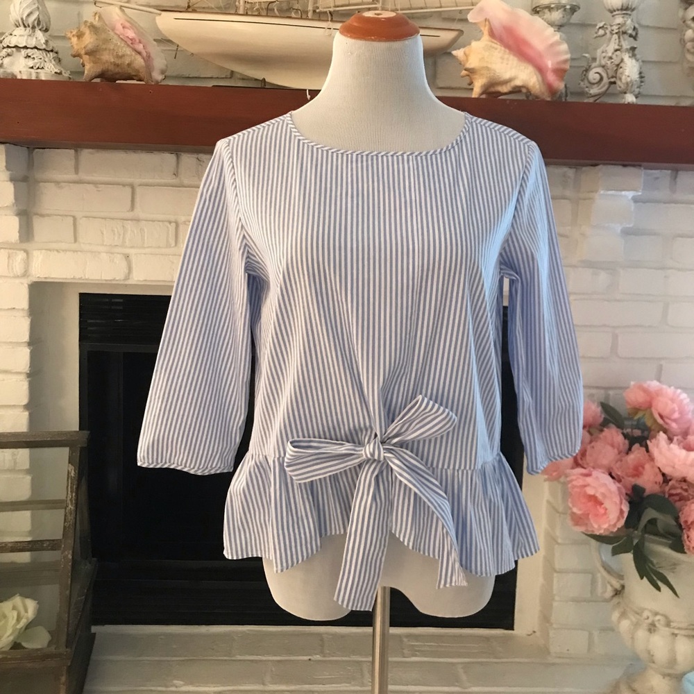 Pennyblack womens shirt blue and white stripe size 6.